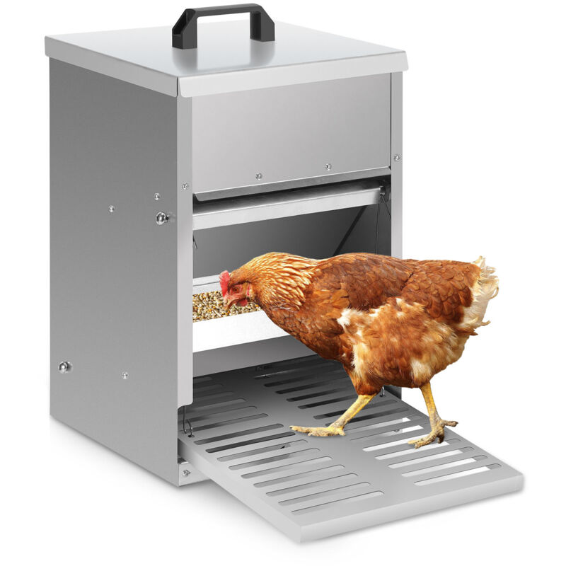Jopassy - Mangeoire poules en acier galvanisé – Distributeur automatique 5KG avec pédale et protection étanche pour poules et autres volailles