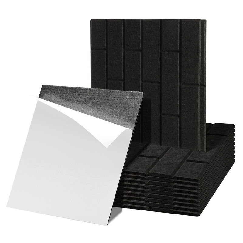 Jopassy Panneaux acoustiques 12 stuks Carreaux carrés Noir Auto-Adhésif Haute Densité de Polyester