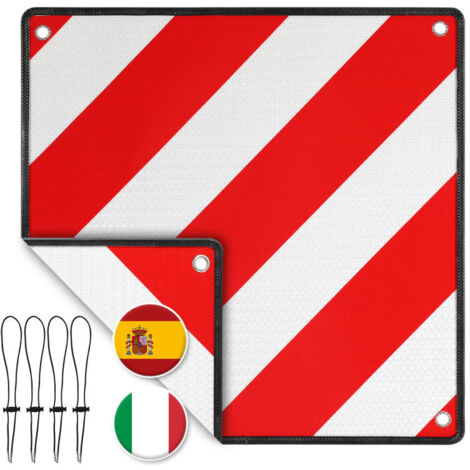 Jopassy Pannello di segnalazione per Italia e Spagna – Pannello riflettente 500x500 mm rosso e bianco