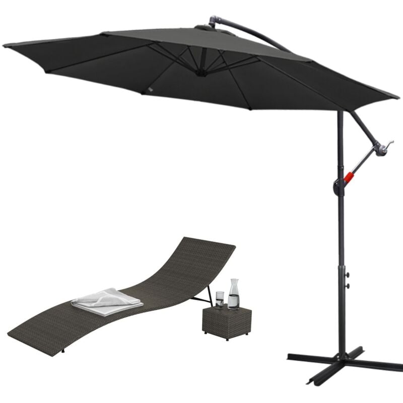 Parasol Deporte Protection uv et résistant aux intempéries Ø300cm Gris - Jopassy