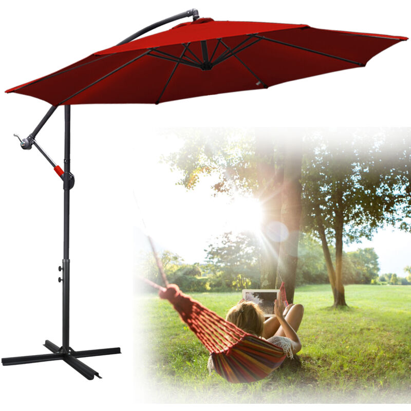 Parasol Deporte Protection uv et résistant aux intempéries Ø350cm Rouge - Jopassy