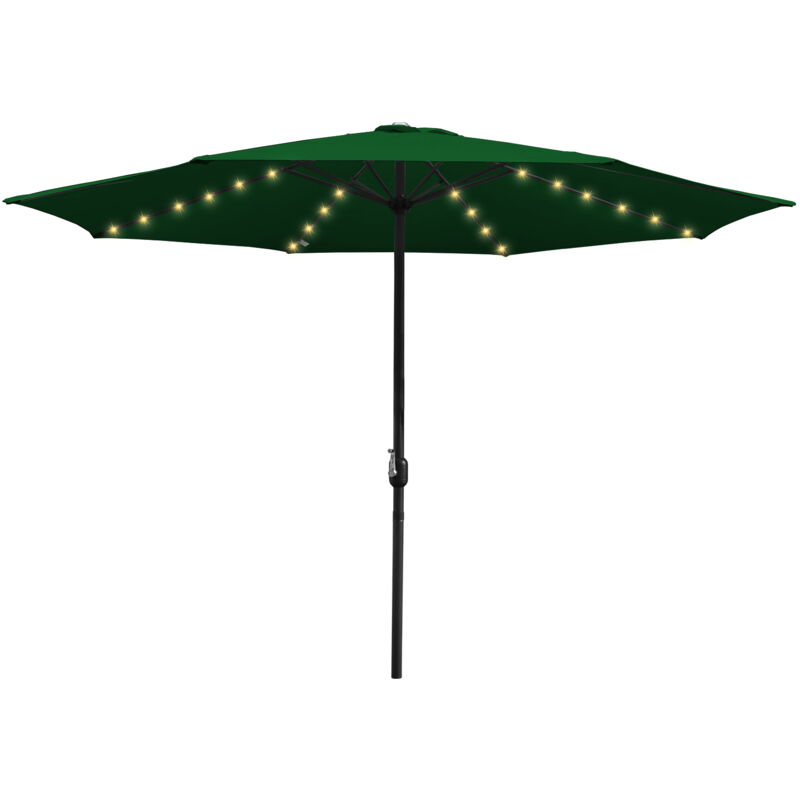 Parasol Droit led solaire jardin Protection uv, résistants et imperméables pour terrasse et balcon Ø350cm Vert - Jopassy