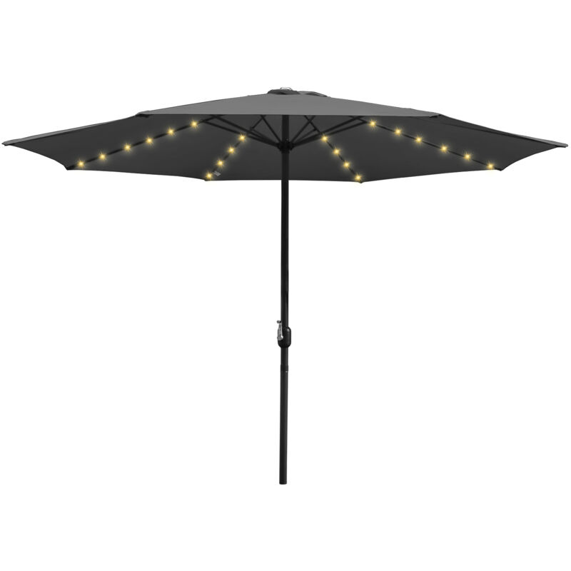 Parasol Droit led solaire jardin Protection uv, résistants et imperméables pour terrasse et balcon Ø350cm Gris - Jopassy