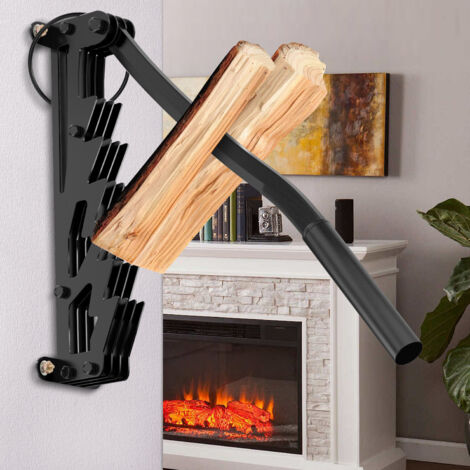 Jopassy Partidor de leña manual con bolsa para estufa de leña y chimenea. Mango extensible extraíble. Negro