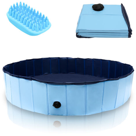 Jopassy Piscina per cani pieghevole in PVC diametro 160 cm altezza 30 cm blu antiscivolo easy