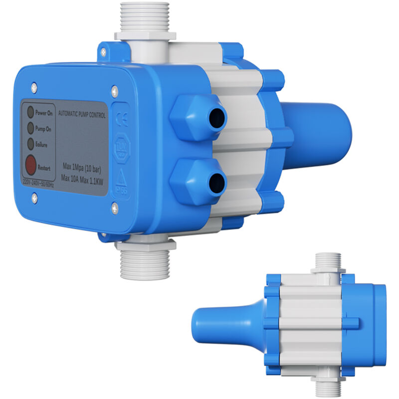 Jopassy Pressostat Jardin Contrôleur 10 bar max 1.1kw de pression de pompe sans câble Bleu