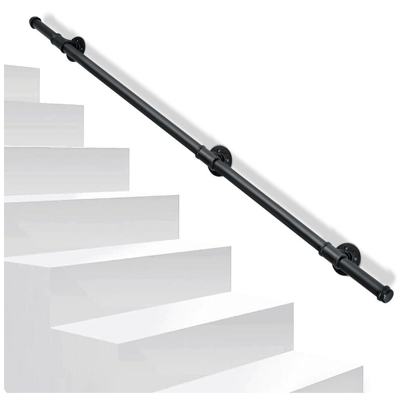 Jopassy - Rampe Escalier Main Courante Rampe d'escalier Antidérapante Métal Acier Galvanisé Fonte pour Intérieur Extérieur 150cm