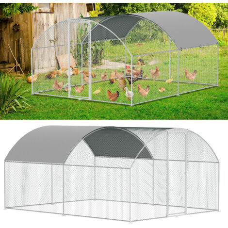 Jopassy Recinto per pollaio Recinto per esterno Acciaio zincato con rete metallica e tettoia Gabbia per animali Pollaio per conigli 3 x 4 x 2 m 12 m² cupola
