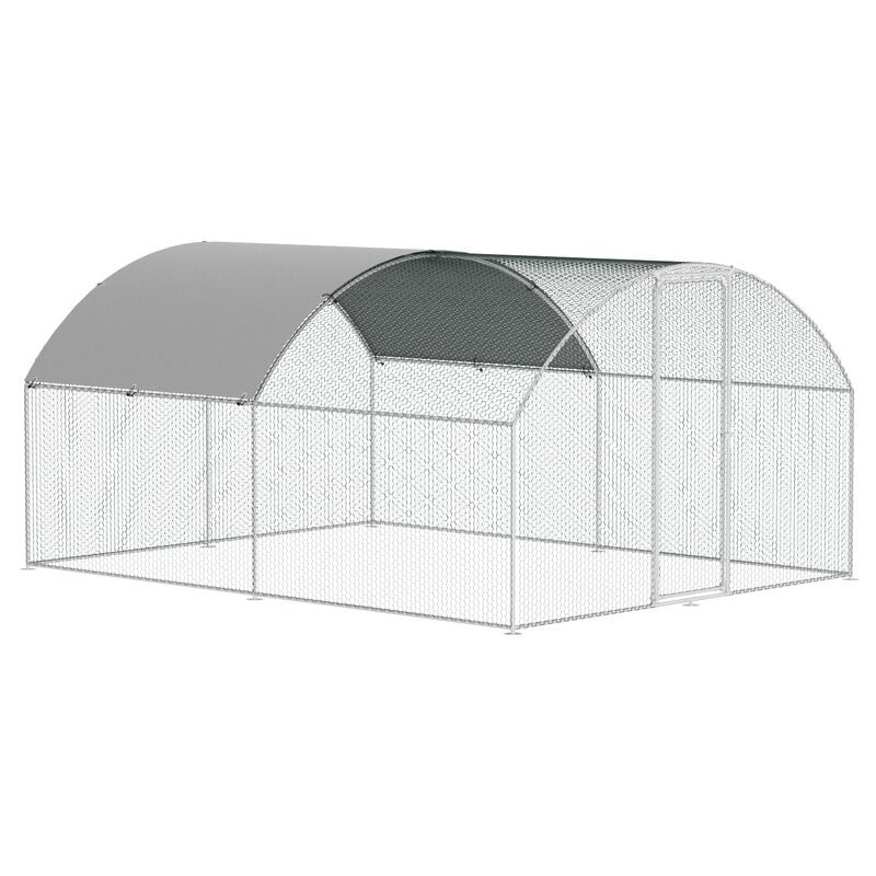 Jopassy - Recinzione per pollaio Acciaio zincato con recinzione in rete con serratura Area coperta Pollaio per piccoli animali 3 x 4 x 2 m 12 m²