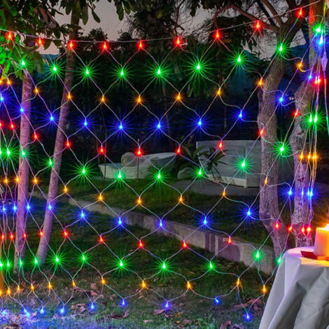 Jopassy Rete luminosa LED Catena luminosa con 8 modalità Tenda luminosa natalizia all'interno all'esterno 2x2M Multicolore
