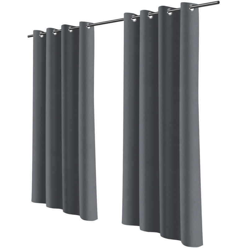 Jopassy - Rideau extérieur Rideau occultant avec œillets Opaque Jardin Patio Balcon 132 x 274cm Gris foncé 1 Panneau