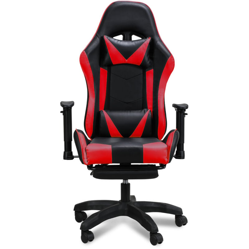 Sedia da gioco Sedia ergonomica da gioco Sedia da ufficio Gamer Sedia da corsa Sedia girevole regolabile Nero/Rosso - Jopassy