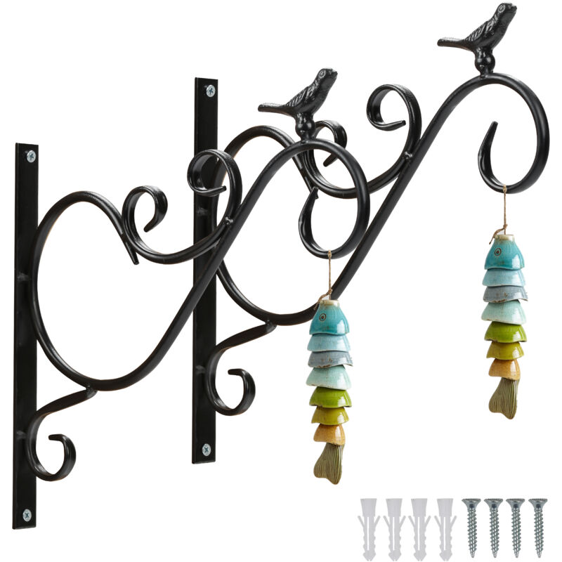 Support de Panier suspendues Feuille 2x Crochet de jardinière murale en fer forgé Suspension de pots de fleurs pour salon Balcon - Jopassy