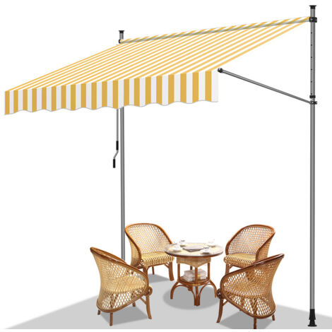 Jopassy Tenda a bracci manuale Tenda retrattile senza foratura 200x120cm Bianco Giallo