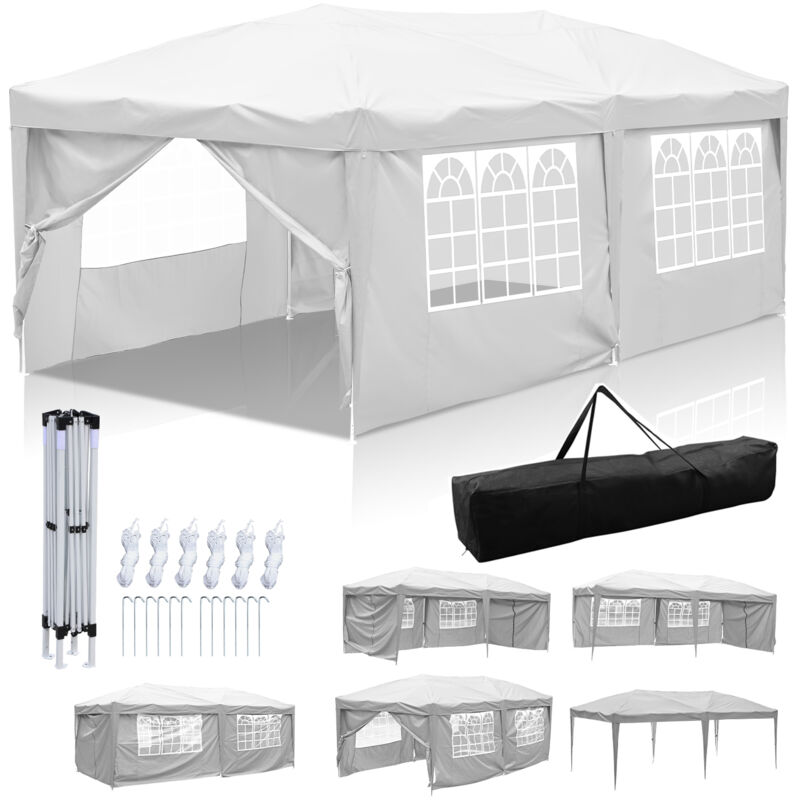 Tente de réception dépliable Tonnelle de jardin Tente pliable Protection contre les uv pour le jardin extérieur, le camping avec parois latérales
