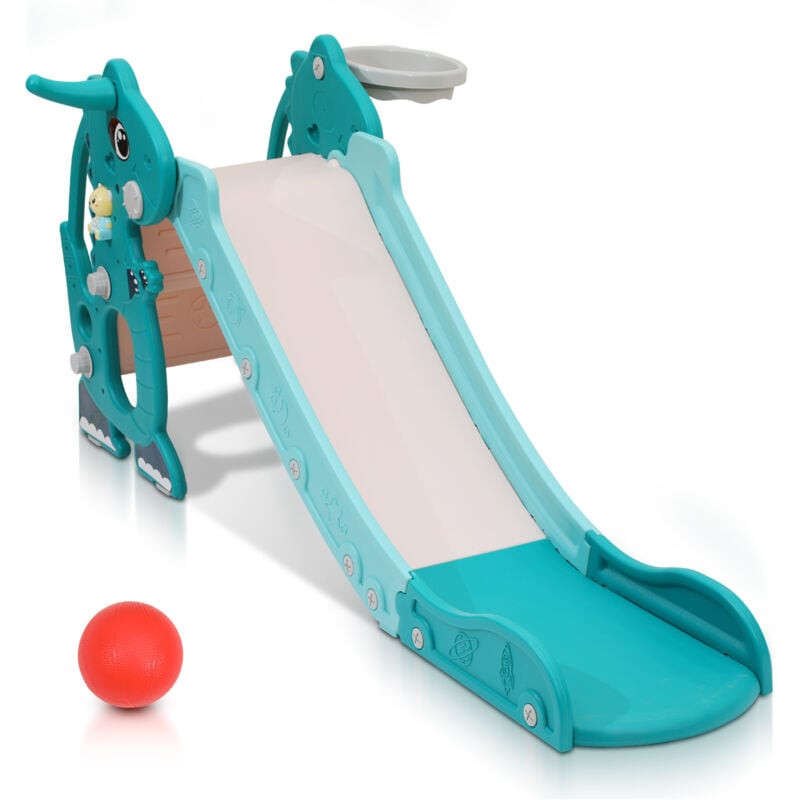 Jopassy - Toboggan pour enfants Anneau à lancer Toboggan de jardin extérieur 4 en 1 Toboggan à vagues Slide
