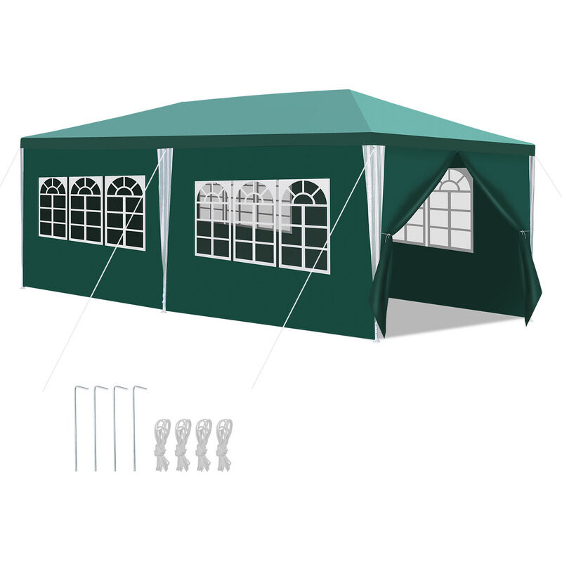 Tonnelle de jardin Tente de réception avec parois latérales 3x6m vert - Jopassy