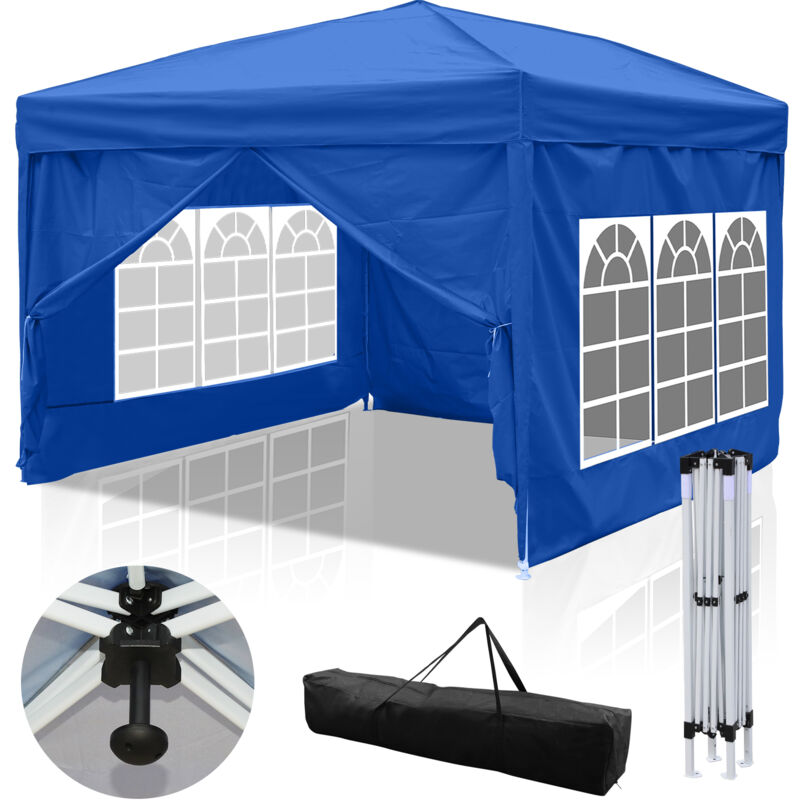 Tonnelle de Jardin Tente Pliante Protection du Soleil uv 50+ Tonnelle Pliante pop-up avec Parois bleu 3x3m - Jopassy