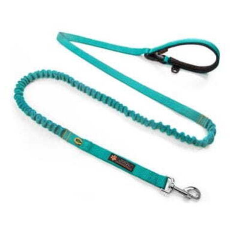 JoQu® Two Runners Leash, Türkis, stoßdämpfende Hundeleine