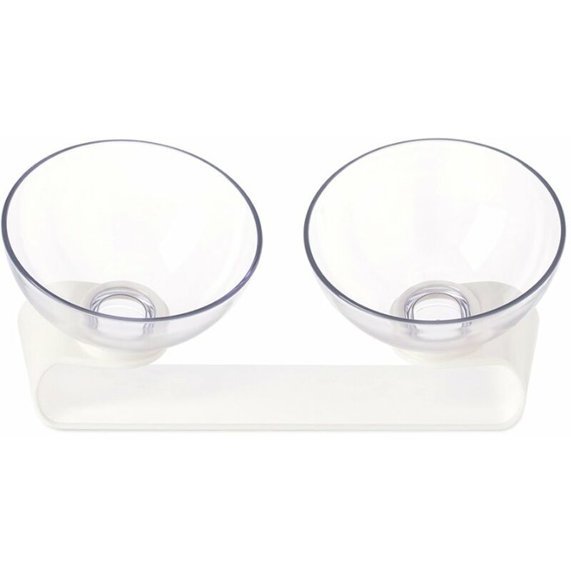 

Comedero para mascotas doble transparente elevado para gatos, con soporte elevado, plataforma inclinada de 15 °, comederos para gatos, comederos y