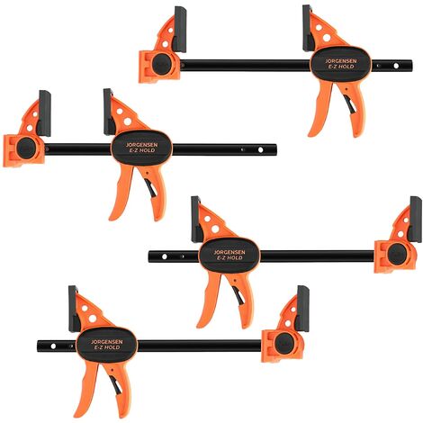 Jorgensen – Jeu de serre-joint à une main 4 pièces – Largeur de serrage 420mm – Force de serrage 68kg – Plage d'étirement 290mm
