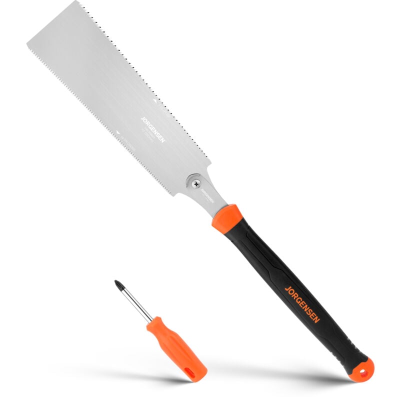 JORGENSEN Scie Japonaise, Scie à Main avec Double Tranchant 7-12/18TPI, Scie à Traction avec Lame SK5 250mm Remplaçable, Scie Japonaise Menuisier