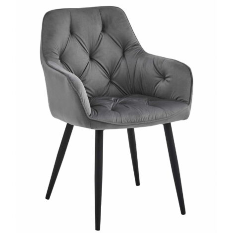JORK Stuhl - dunkelgrauer Samt / schwarze Beine x 1