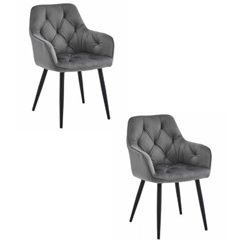 JORK Stuhl - dunkelgrauer Samt / schwarze Beine x 2