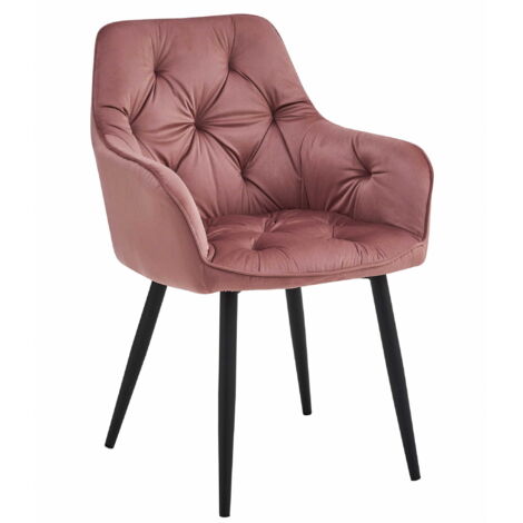 JORK Stuhl - rosa Samt / schwarze Beine x 1