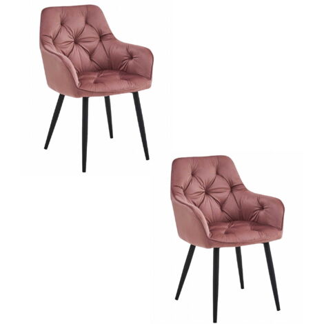 JORK Stuhl - rosa Samt / schwarze Beine x 2