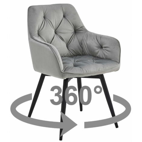 JORK360 Stuhl - silbergrauer Samt / schwarze Beine x 1