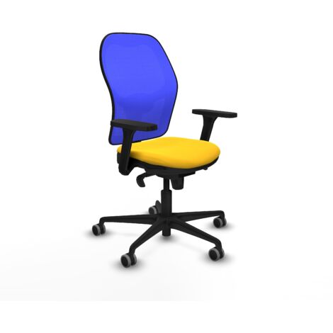 Jorquera sincro malla azul similpiel amarillo brazos 3D base nailon  ruedas 65mm engomada