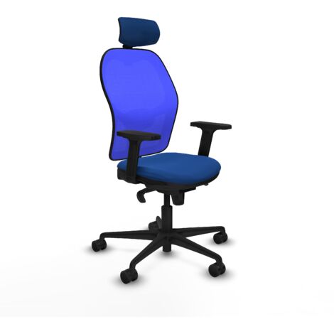 Jorquera sincro malla azul similpiel azul brazos 2D base nailon cabecero 2D ruedas 65mm nailon