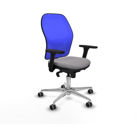Jorquera sincro malla azul similpiel gris brazos 3D base aluminio  ruedas 65mm engomada