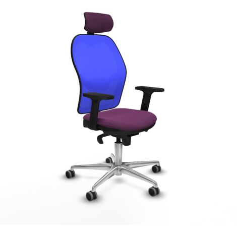 Jorquera sincro malla azul similpiel morado brazos 2D base aluminio cabecero 2D ruedas 65mm engomada