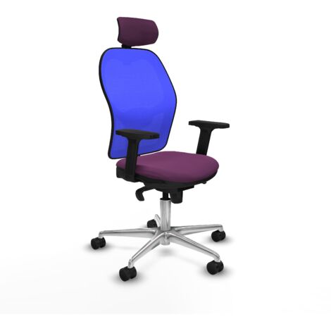 Jorquera sincro malla azul similpiel morado brazos 2D base aluminio cabecero 2D ruedas 65mm nailon