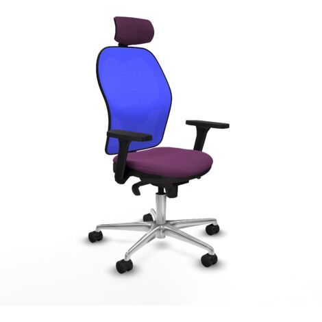 Jorquera sincro malla azul similpiel morado brazos 3D base aluminio cabecero 2D ruedas 65mm nailon