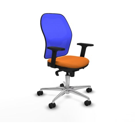 Jorquera sincro malla azul similpiel naranja brazos 2D base aluminio  ruedas 65mm nailon