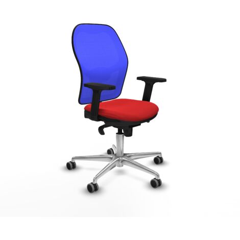 Jorquera sincro malla azul similpiel rojo brazos 2D base aluminio  ruedas 65mm engomada