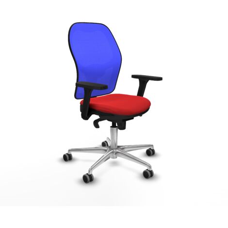 Jorquera sincro malla azul similpiel rojo brazos 3D base aluminio  ruedas 65mm engomada