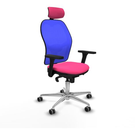 Jorquera sincro malla azul similpiel rosa brazos 3D base aluminio cabecero 2D ruedas 65mm engomada