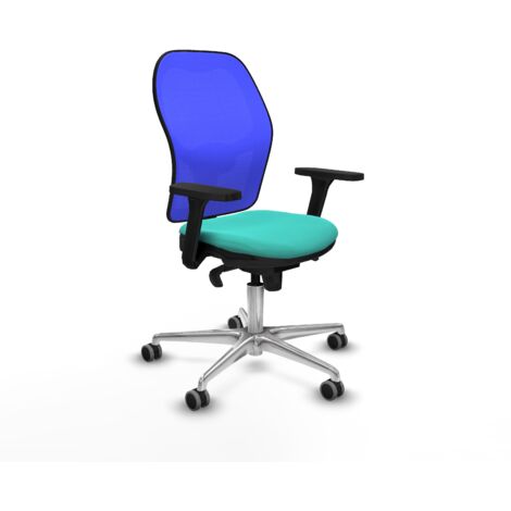 Jorquera sincro malla azul similpiel turquesa brazos 3D base aluminio  ruedas 65mm engomada