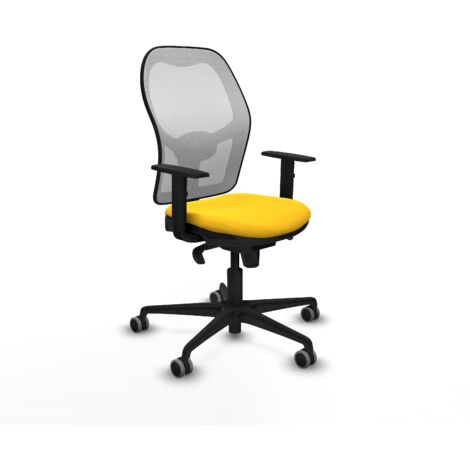 Jorquera sincro malla blanca similpiel amarillo brazos 1D base nailon  ruedas 65mm engomada