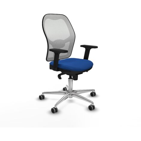 Jorquera sincro malla blanca similpiel azul brazos 2D base aluminio  ruedas 65mm engomada