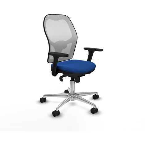 Jorquera sincro malla blanca similpiel azul brazos 3D base aluminio  ruedas 65mm nailon