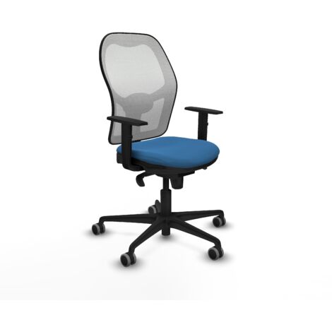 Jorquera sincro malla blanca similpiel azul claro brazos 1D base nailon ruedas 65mm engomada