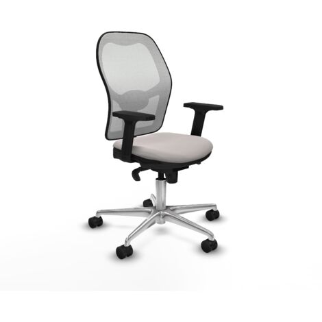 Jorquera sincro malla blanca similpiel blanco brazos 2D base aluminio  ruedas 65mm nailon