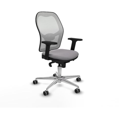 Jorquera sincro malla blanca similpiel gris brazos 2D base aluminio  ruedas 65mm engomada