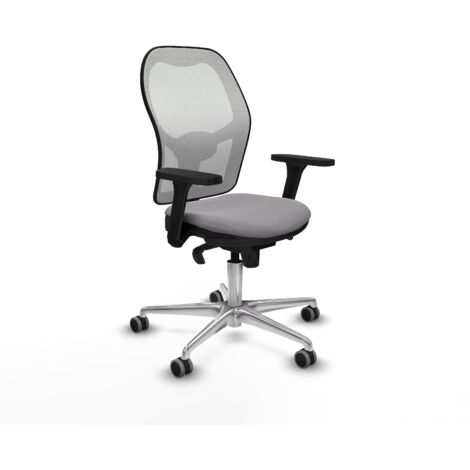 Jorquera sincro malla blanca similpiel gris brazos 3D base aluminio  ruedas 65mm engomada