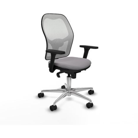 Jorquera sincro malla blanca similpiel gris brazos 3D base aluminio  ruedas 65mm nailon
